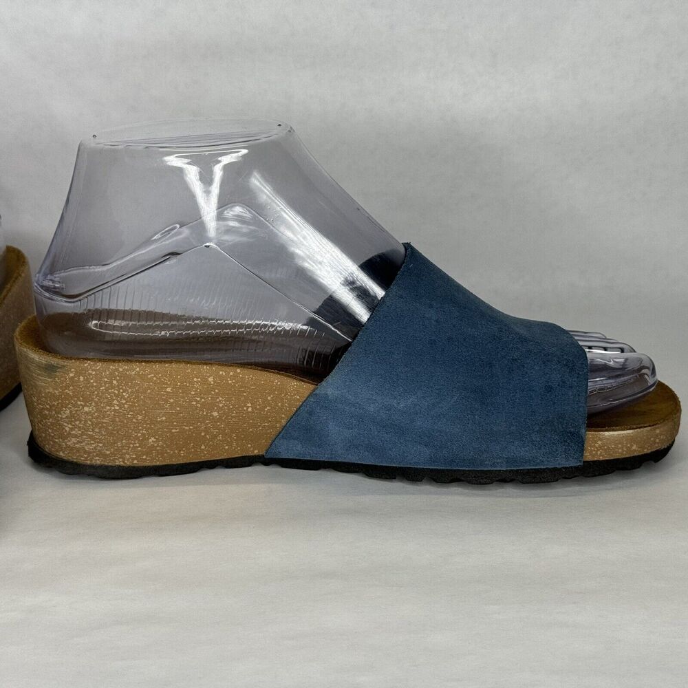 A. Giannetti Mirta Wedge Slip On Sandals Womens Size 6 Blue Suede Leather Italy‎ - Picture 6 of 11